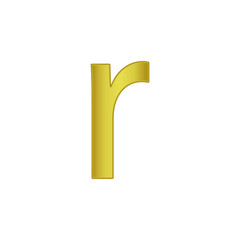 letter R. Golden letters, small gold letter of  alphabet.  vector