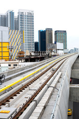Rail sky train, that used to travel in the morning, Bangkok, Thailand