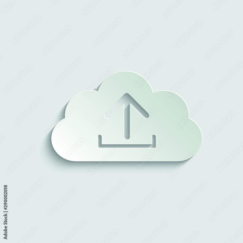 Poster upload icon. cloud upload vector icon. paper icon with shadow