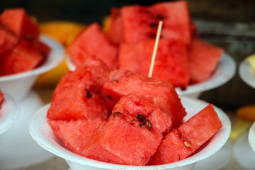 Sliced water melon in a cup, Sliced red fruits