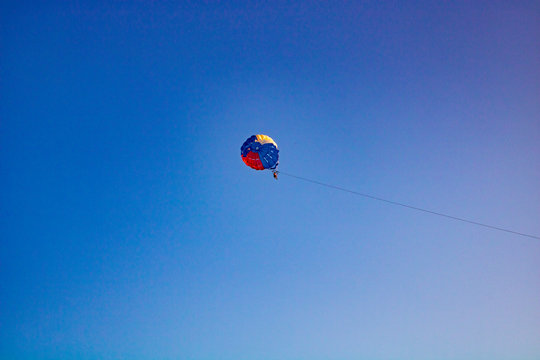 Parachuting on the beach LOO - Russian resort town on the Black Sea. © Valentin