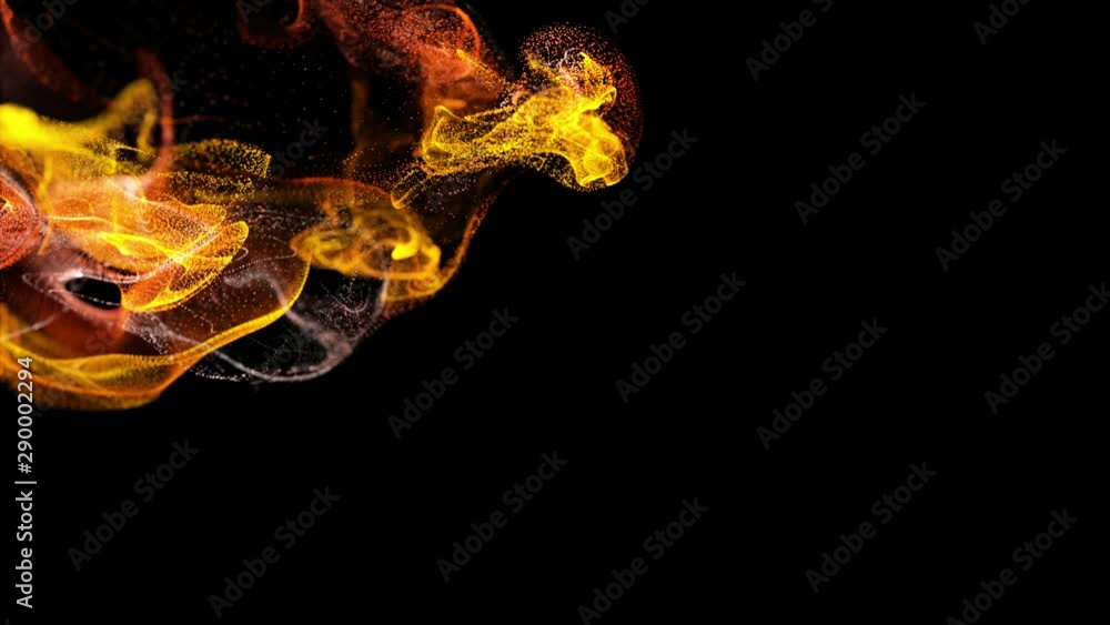 Aufkleber 3d render red orange yellow luminous particles in a fluid stream in slow motion. the effect is simil