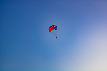 Parachuting on the beach LOO - Russian resort town on the Black Sea.