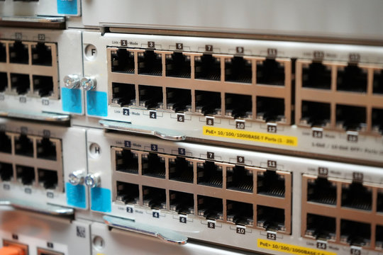 Close up of a network switch
