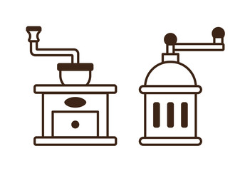 Manual Coffee Grinder Line Art Monochrome Icons