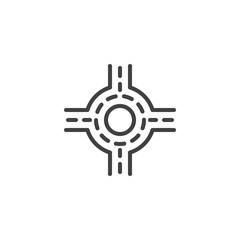 Roundabout road line icon. linear style sign for mobile concept and web design. Crossroad, junction road outline vector icon. Symbol, logo illustration. Vector graphics © alekseyvanin