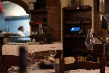 Fototapeta na wymiar Table of a restaurant in Alentejo, Portugal