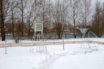 Hydrometeorological Station in the countryside on a winter day