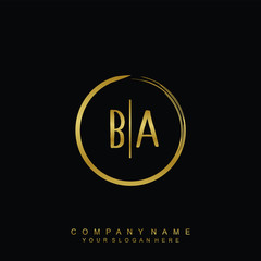 BA initials with a golden circle brush template