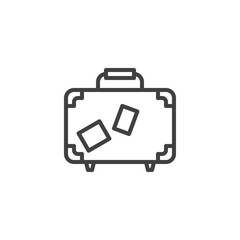 Travel Bag Stickers line icon. linear style sign for mobile concept and web design. Trip Baggage case outline vector icon. Symbol, logo illustration. Vector graphics