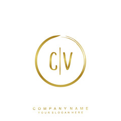 CV initials with a golden circle brush template
