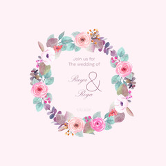 floral frame with flowers wedding card