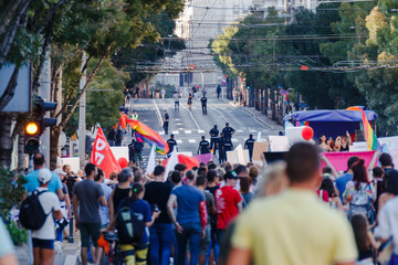 Walk through the center of the city at Belgrade pride parade