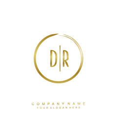 DR initials with a golden circle brush template