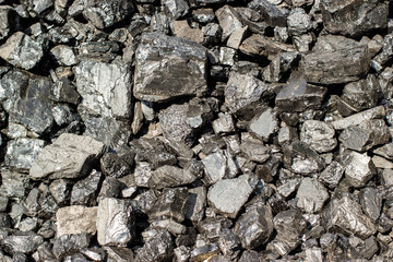 Pile of natural black hard coal for texture background. Grade anthracite coals often referred to as stone coal and black diamond coal.