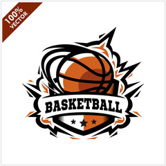 Basketball swoosh badge logo vector