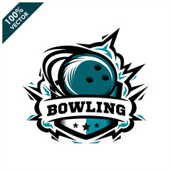 Bowling swoosh badge logo vector