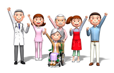 Uniting doctor and patient viewed from the front in 3d rendering