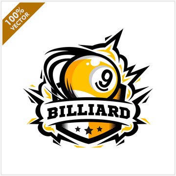 Billiard 9 ball swoosh badge logo vector