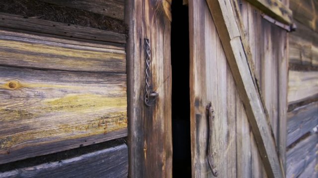 Opening Beautiful Vintage Wooden Shed Door