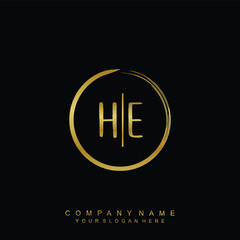 HE initials with a golden circle brush template