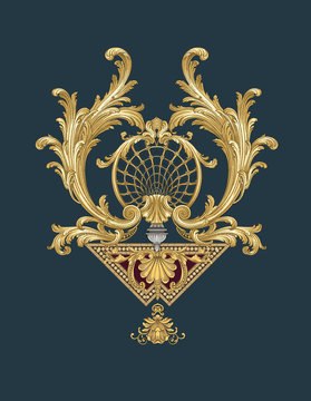 Decorated with elegant and luxurious patterns. Rococo, Baroque style, retro elements, invitation cards, textiles, wrapping paper and fabric design