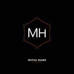 M H MH Initial logo letter with minimalist concept. Vector with scandinavian style logo.