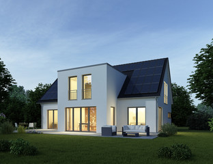 Haus modern am Abend