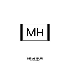 M H MH Initial logo letter with minimalist concept. Vector with scandinavian style logo.