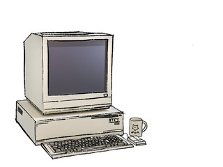 old sketched computer