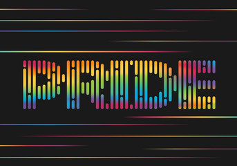 pride text with abstract colorful rainbow texture and line colorful rainbow on black background vector design