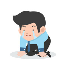 businessman crying sad cartoon vector