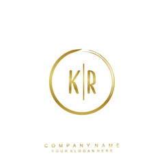 KR initials with a golden circle brush template