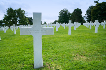 headstone of an unmarked grave and unknown soldier at the American Cemetery at Omaha Beach
