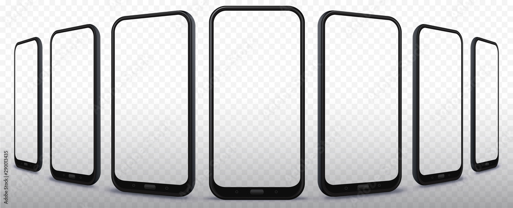 Sticker transparent mobile phone set from different angles