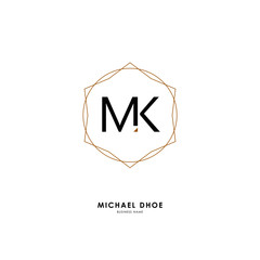 M K MK Initial logo letter with minimalist concept. Vector with scandinavian style logo.