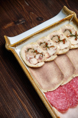 Assorted meat sliced. Restaurant menu