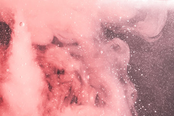 Pink smoke on starry night stars