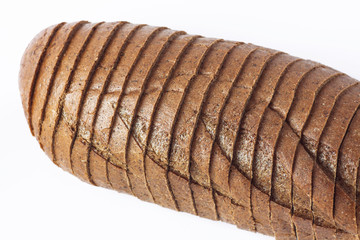 Chopped Rye bread on a white background isolated.