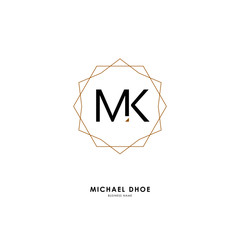 M K MK Initial logo letter with minimalist concept. Vector with scandinavian style logo.