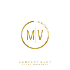 MV initials with a golden circle brush template
