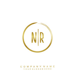NR initials with a golden circle brush template