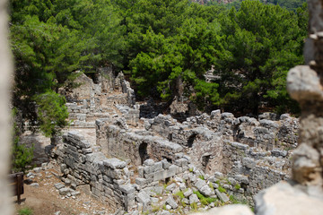 Phaselis ancient city in Kemer or Antalya. The remains of the Roman aqueducts in the ancient city of Phaselis. Phaselis has national park status in Turkey