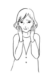 困った顔の女性