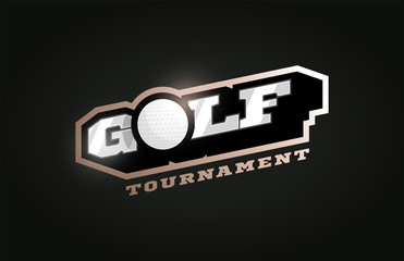 Golf mascot Modern professional sport Typography in retro style. Vector design emblem, badge and sporty template logo design.