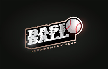 Baseball mascot Modern professional sport Typography in retro style. Vector design emblem, badge and sporty template logo design.