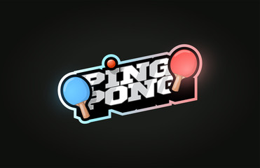 Ping pong mascot Modern professional sport Typography in retro style. Vector design emblem, badge and sporty template logo design.
