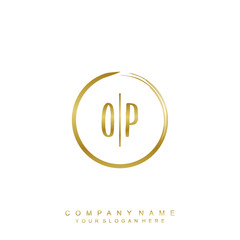 OP initials with a golden circle brush template