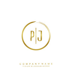 PJ initials with a golden circle brush template