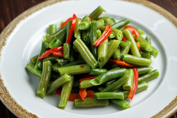 String beans . Restaurant menu